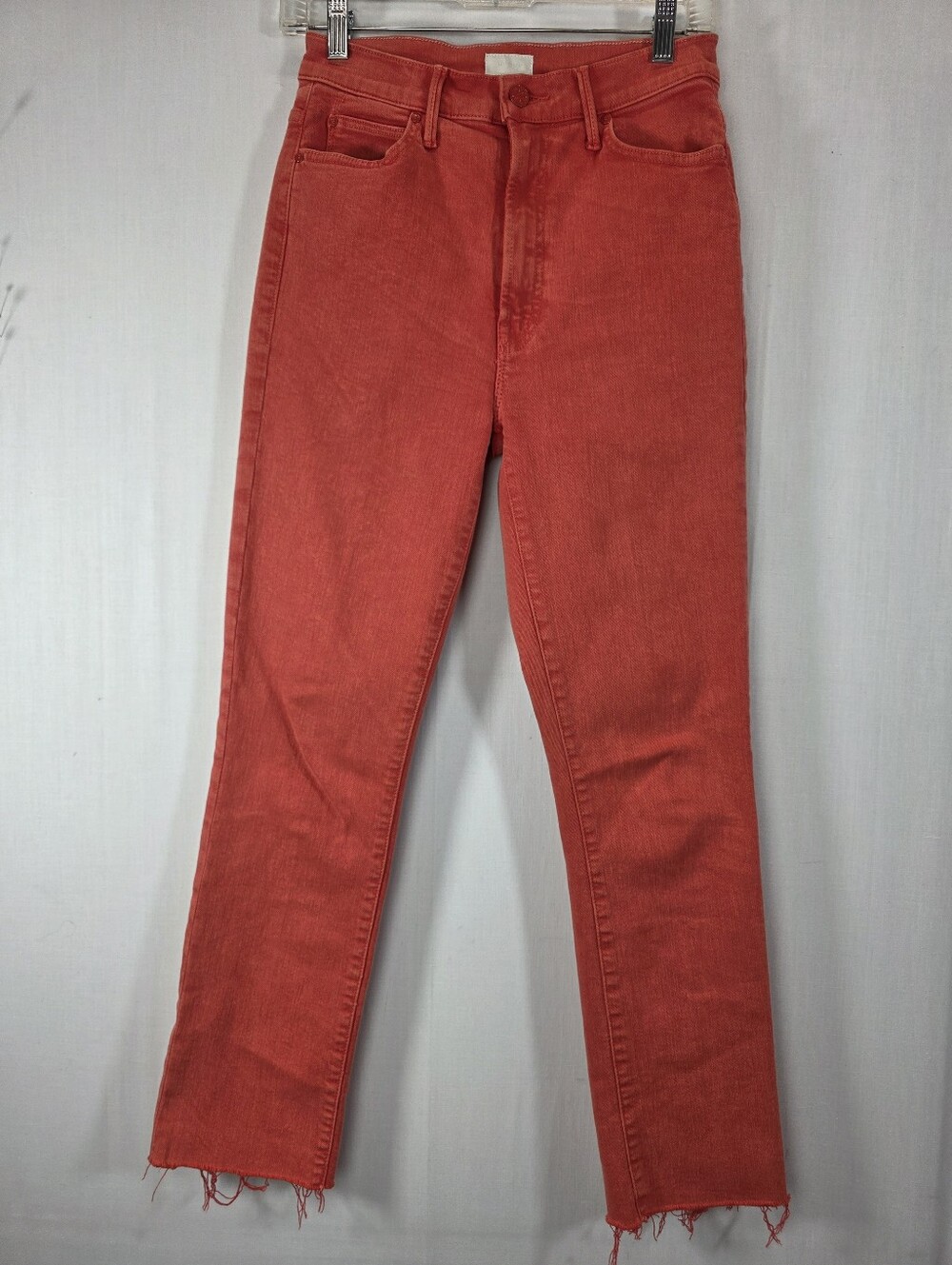 MOTHER The Swooner Rascal Ankle Fray High Rise Jeans Flame Scarlett 27
